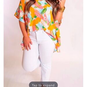 NWOT Caramela Tropical Floral Print V Neck Kaftan/Poncho Women’s 3X